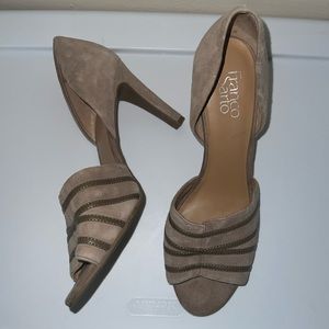 Franco Sarto suede peep toe heels